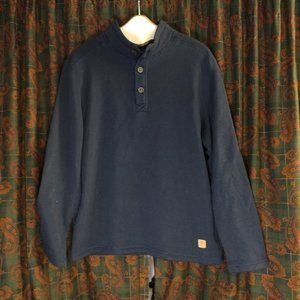 GH Bass Co Men's Blue 100% Cotton Button Collar Pullover Sweater Size L